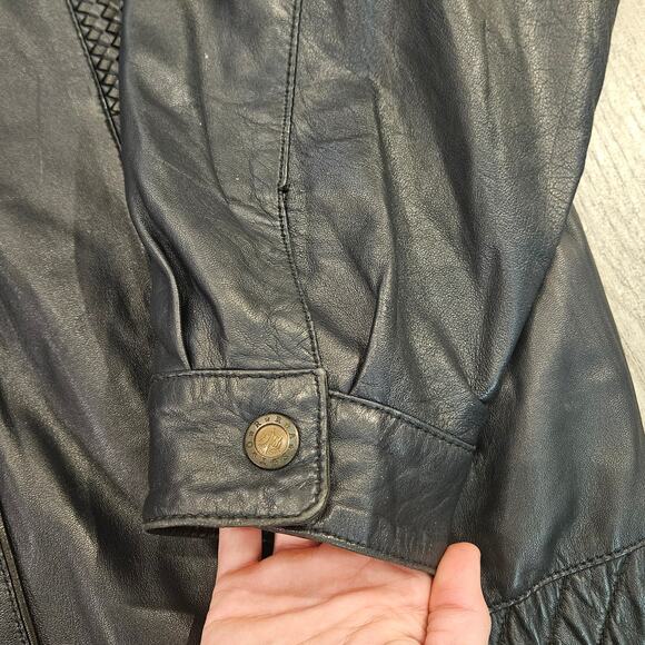 Vintage Torras Leather Jacket Mens Size XL Black Zip Front Bomber Spain Retro - Picture 15 of 15